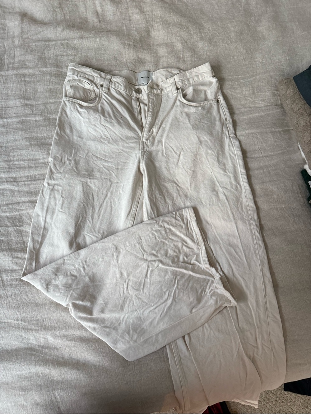 Reformation Cream Wide-Leg Jeans - High Rise Flare